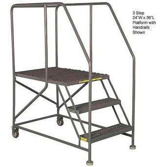 WL 3 Step Steel Work Platform 36 X 48 Grip Rails