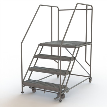 Tri-Arc Forward Descent Rolling Work Platform: 4 Steps, 40 In, 36 In Platform Wide, 35 In Platform Deep