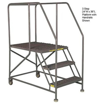 WL 5 Step Steel Work Platform 24 X 36 Grip Rails
