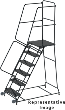 Tilt & Roll Ladders, Calosha, 5 Step, 30" Wide Base, 21" Deep Top Step, Perforated Tread