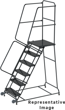 Tilt & Roll Ladders, Calosha, 5 Step, 30" Wide Base, 21" Deep Top Step, Perforated Tread