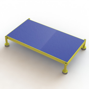 Tri-Arc Adjustable Height Work Platform: 1 Steps, 9" To 14", 19" Platform Wide, Yellow/Blue