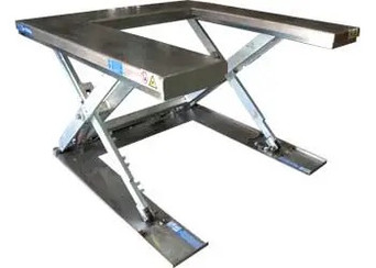 Stainless Galvanized "U" Lift Table 2.2K Capacity 56x45 Hand Controls