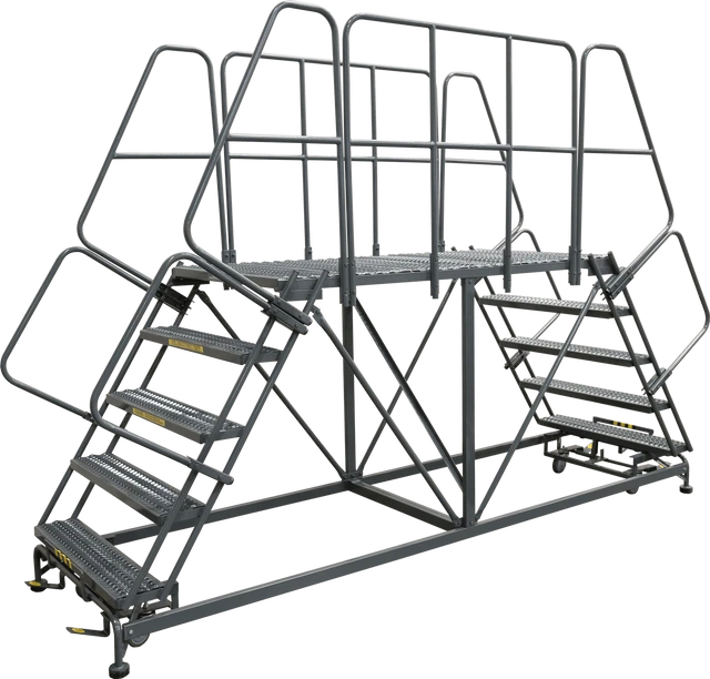 Double Entry Work Platforms with Handrails, 4 Step, 33 In Wide Base, 72 ...