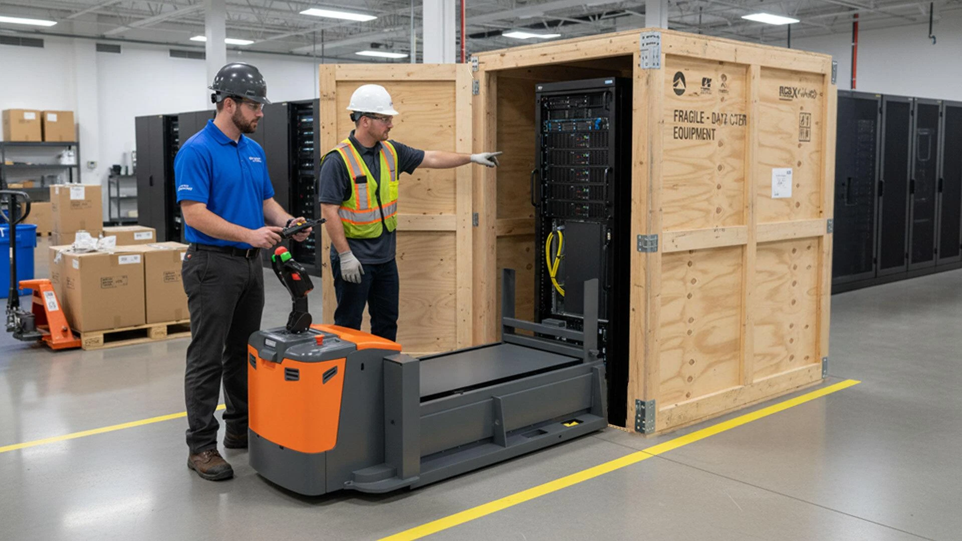 Ballymore Rack Mover at the loading dock