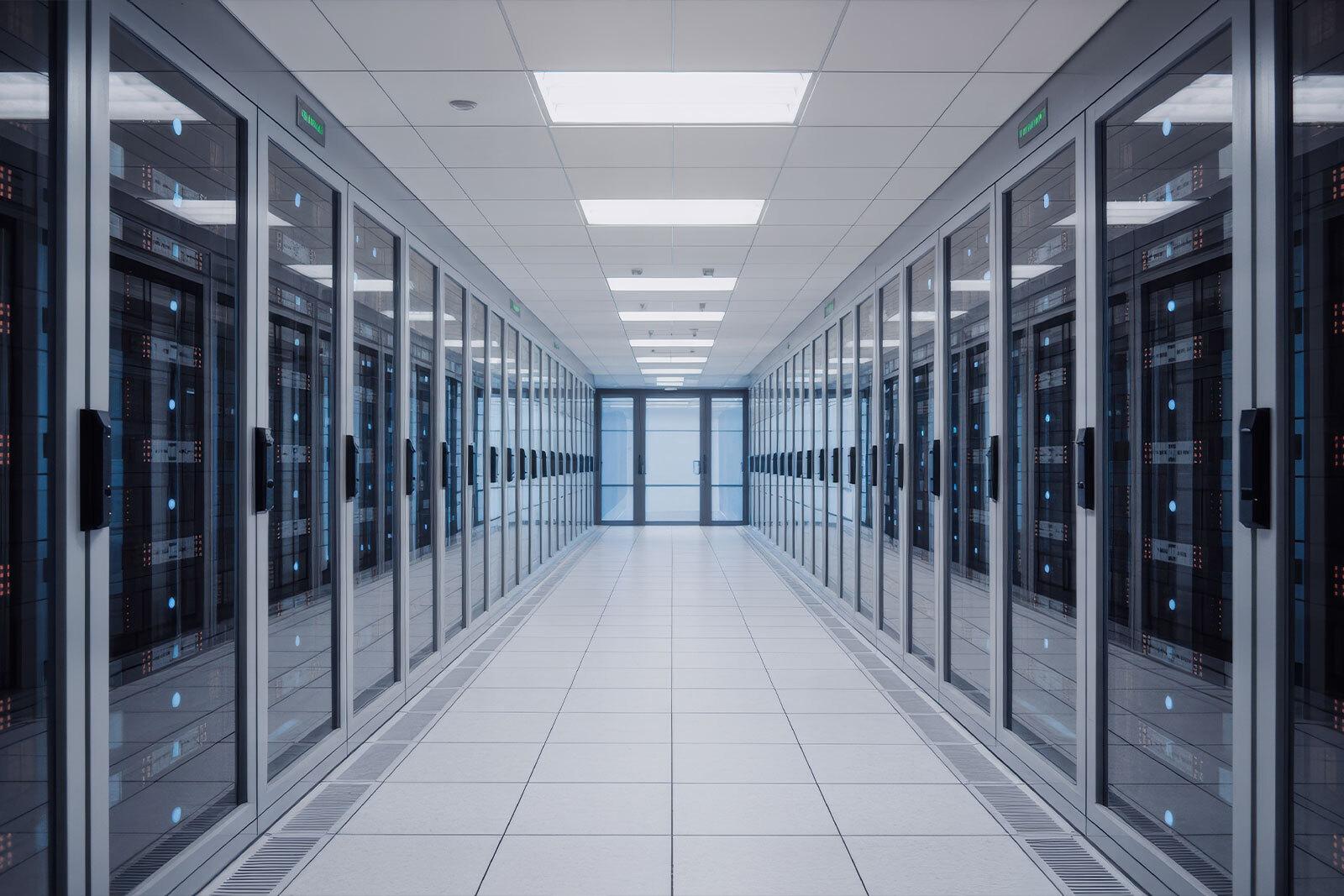 IT technician working in server room