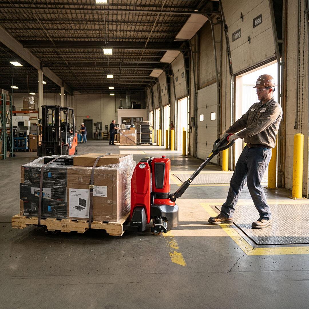 Powered Pallet Jack on manufacturing floor