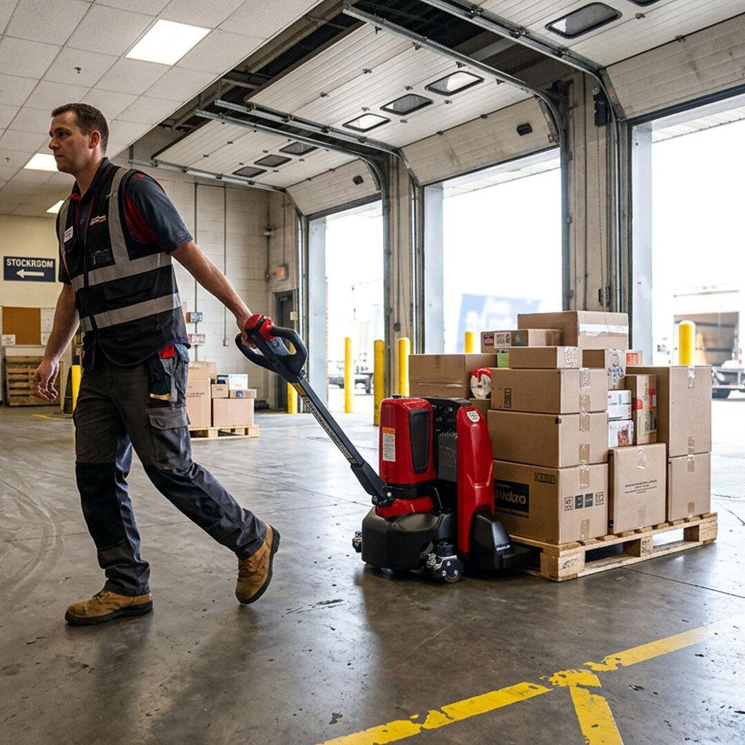 Powered Pallet Jack in retail receiving dock