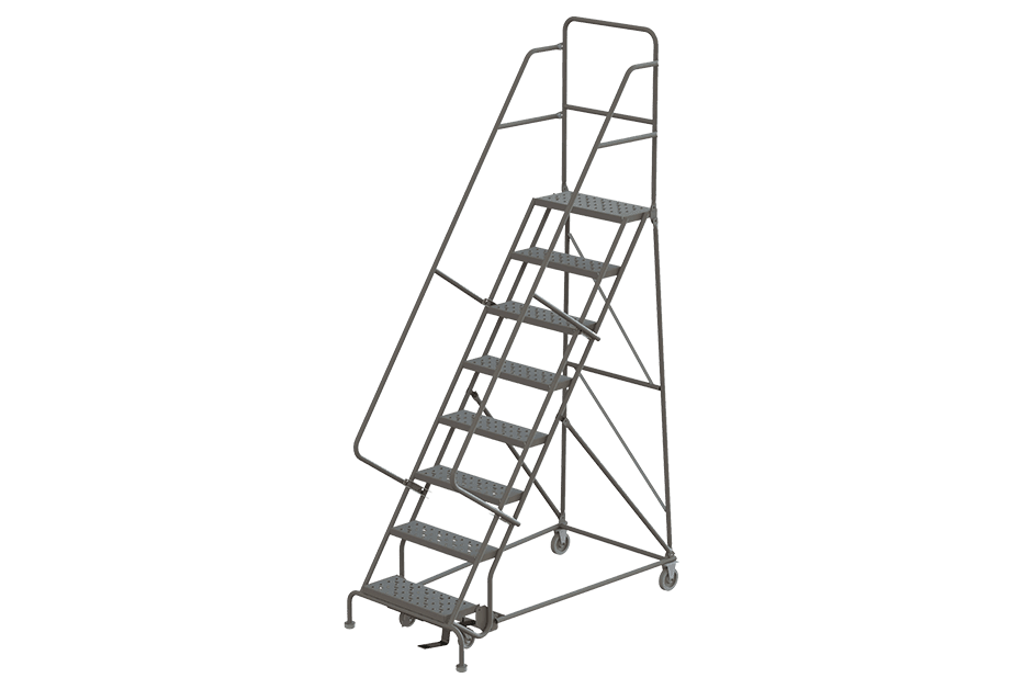 a rolling ladder in grey