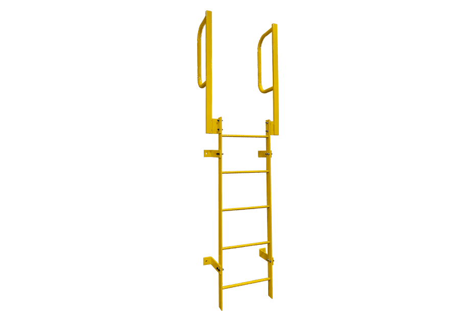 A yellow latter affixed to a wall