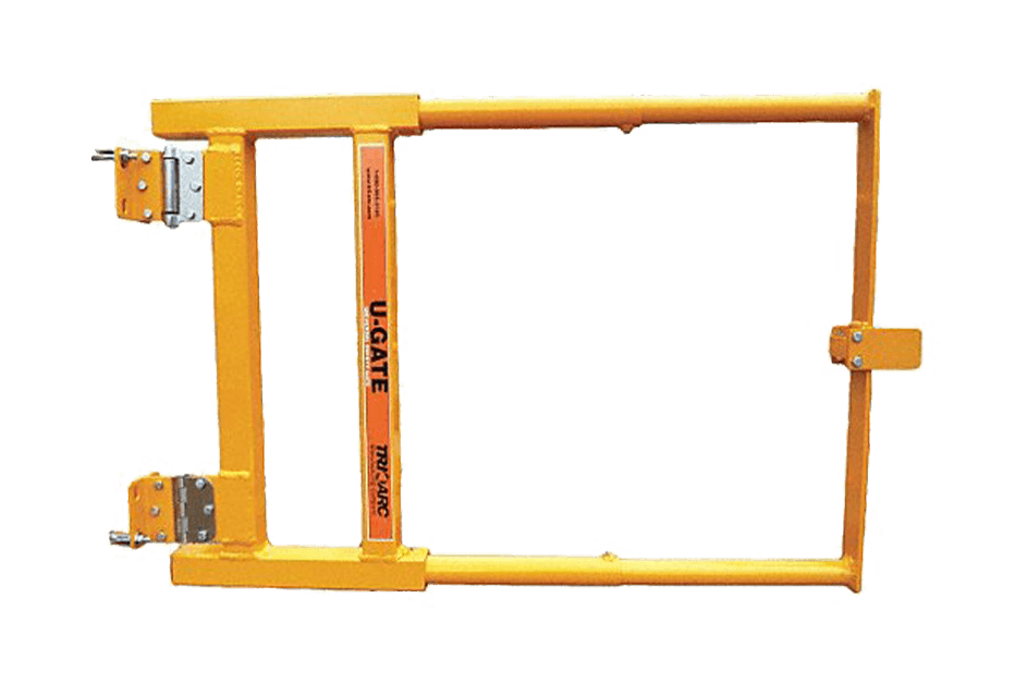 An orange steel man gate