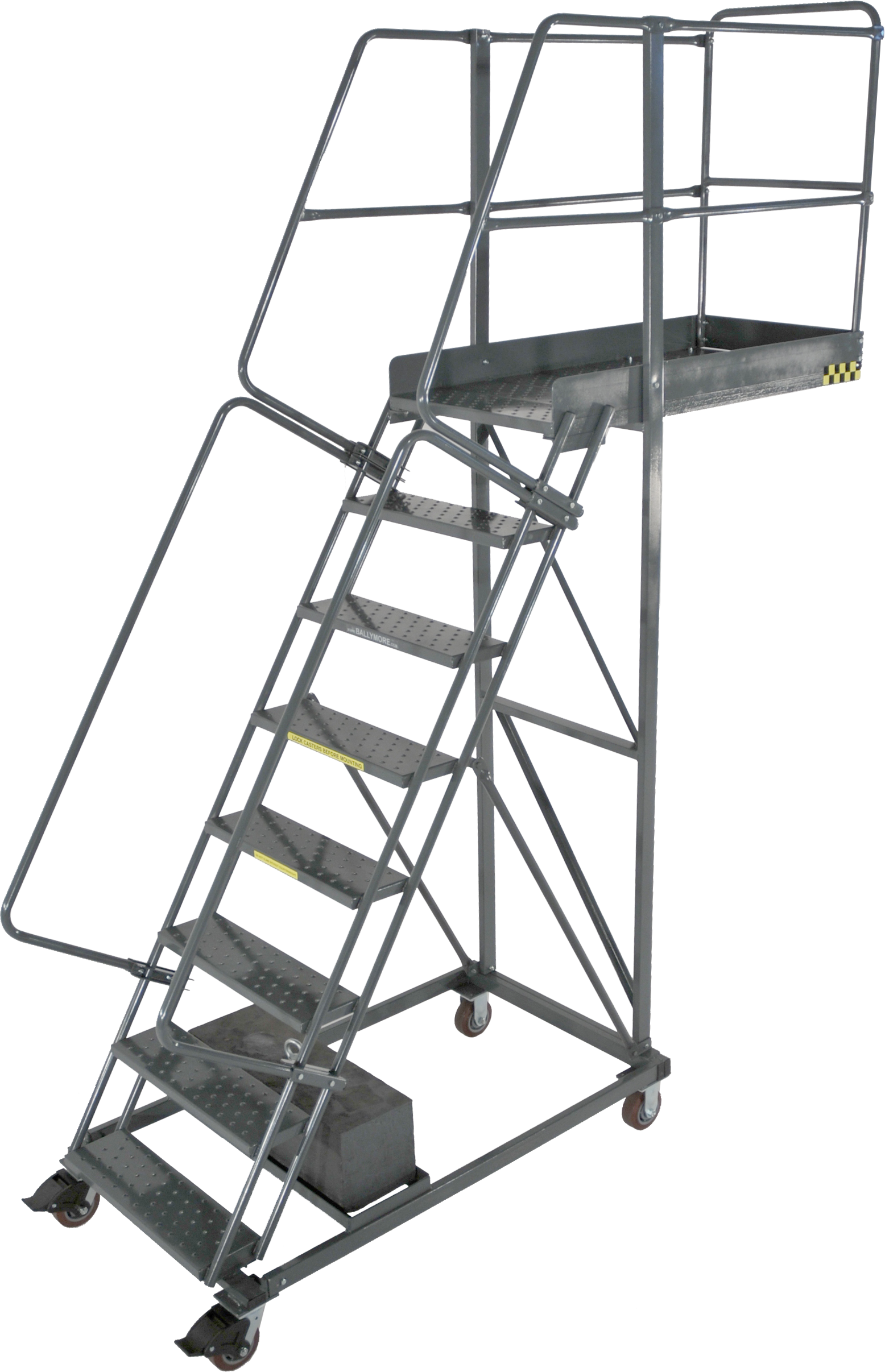 Cantilevered Ladders, 7 Step, 32 In Wide Base, 42 in Overhang, Serrated ...