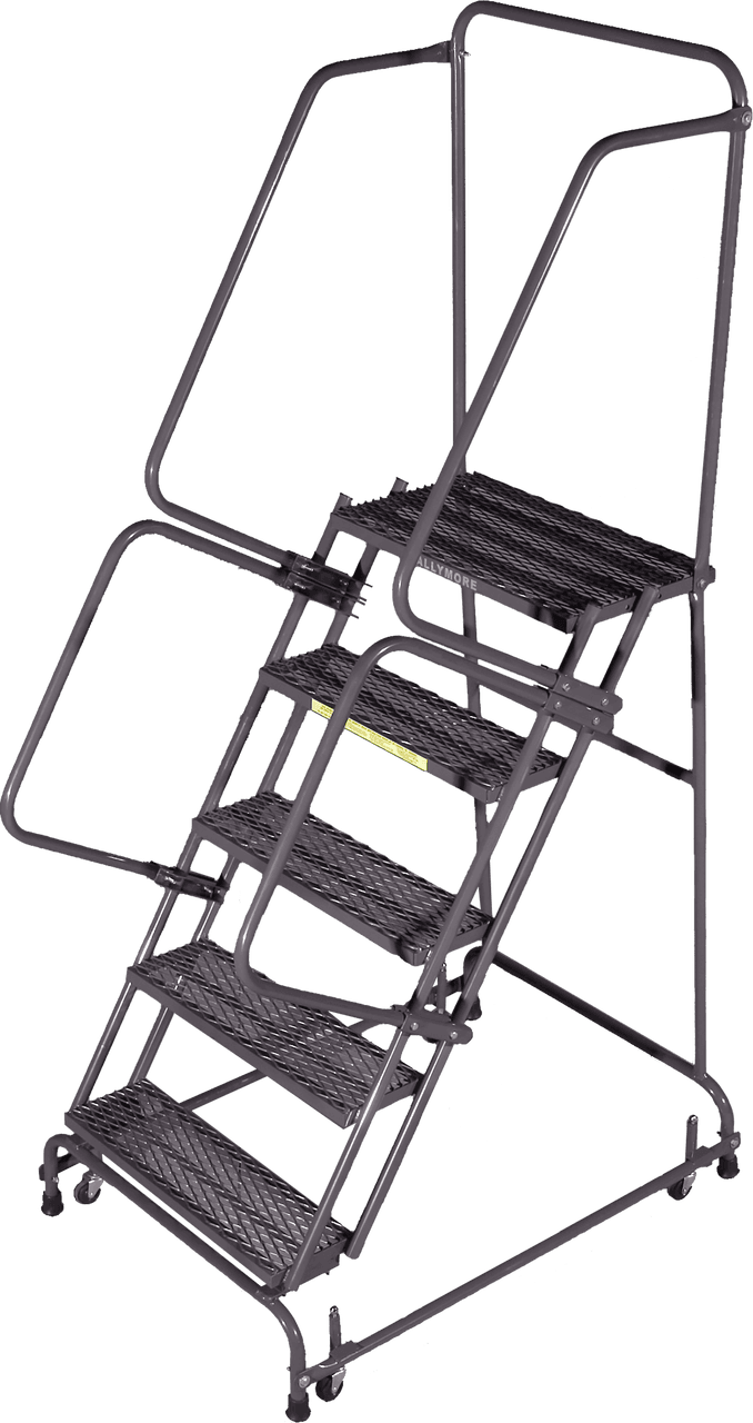 Spring Loaded Caster Ladders, 4 Step, 30 In Wide Base, 14 in Deep Top ...