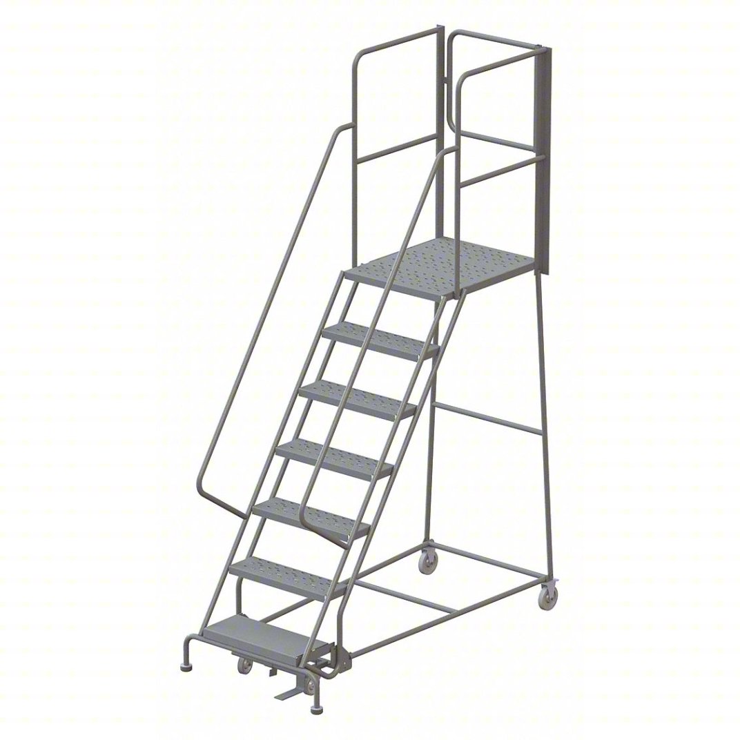 KD 9 Step Steel Rolling Ladder: 90 In Platform Height, 30 In Platform ...