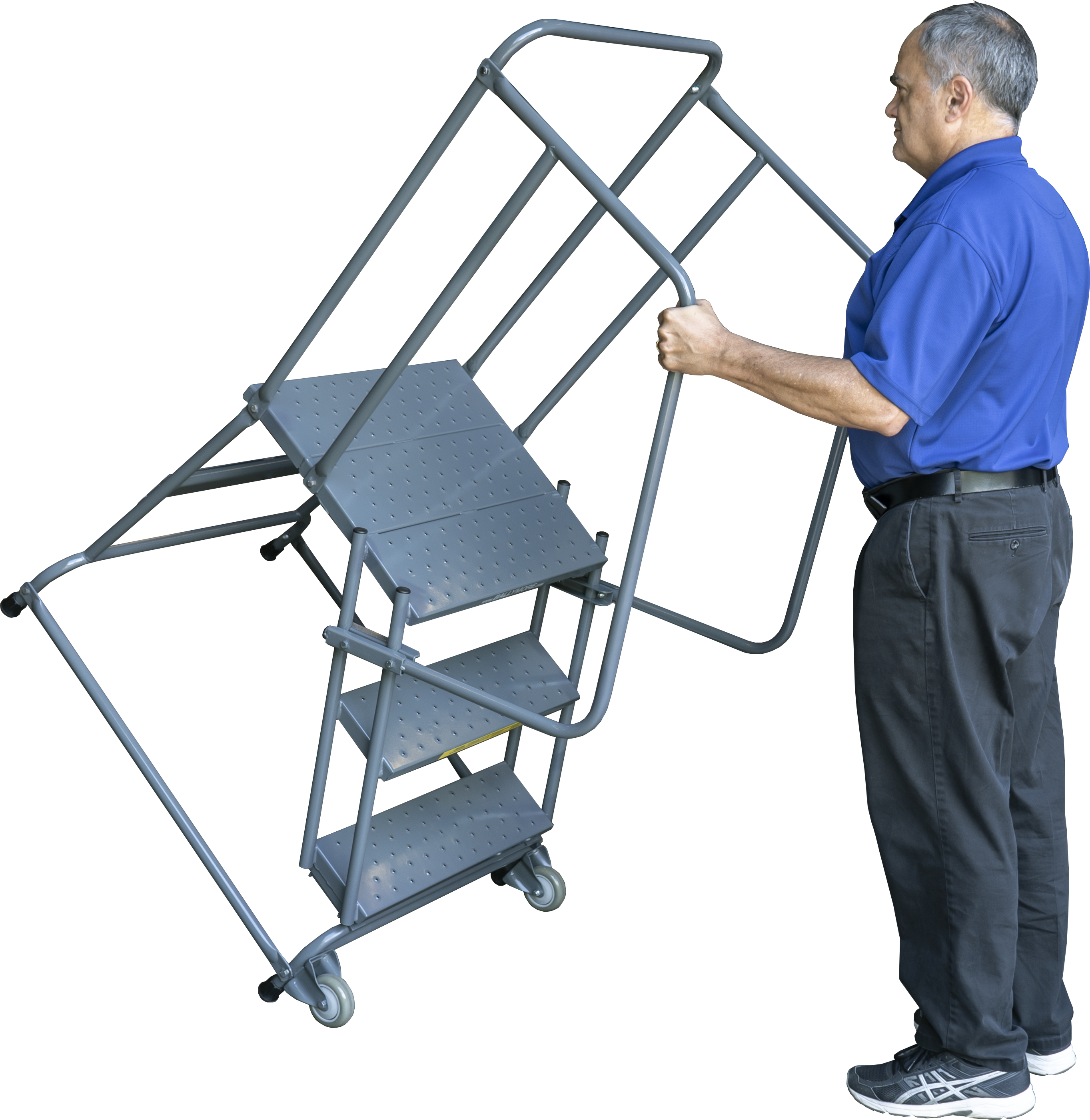 Tilt & Roll Ladders, 3 Step, 30 in Wide Base, 21 in Deep Top Step ...
