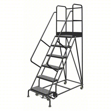 KD 6 Step Steel Rolling Ladder: 60 In Platform Height, 30 In