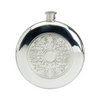 Pewter Hip Flask Round Celtic Quadrant, 6 oz