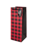 Winter Plaid Large Single Bottle Gift Bag