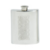 Pewter Hip Flask - Celtic Panel Engraved, 6 oz