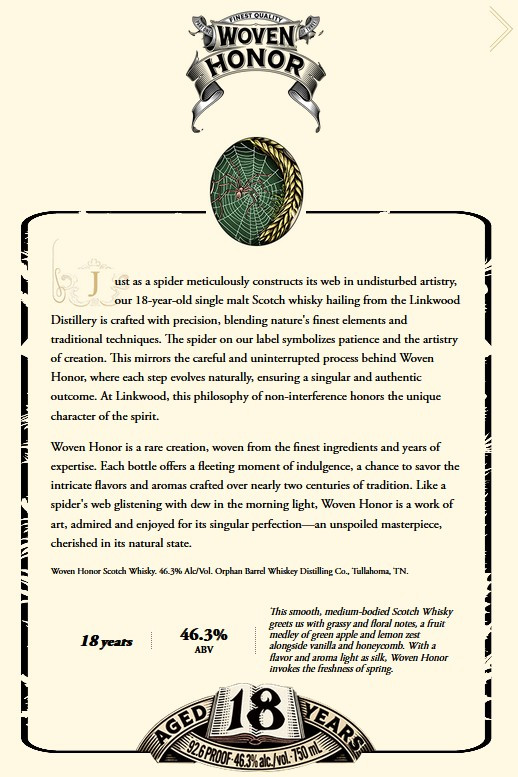 Orphan Barrel, Woven Honor 18 Year Old