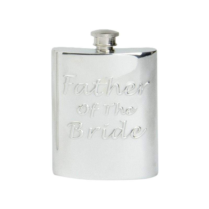 Pewter Hip Flask "Father of The Bride", 6 oz