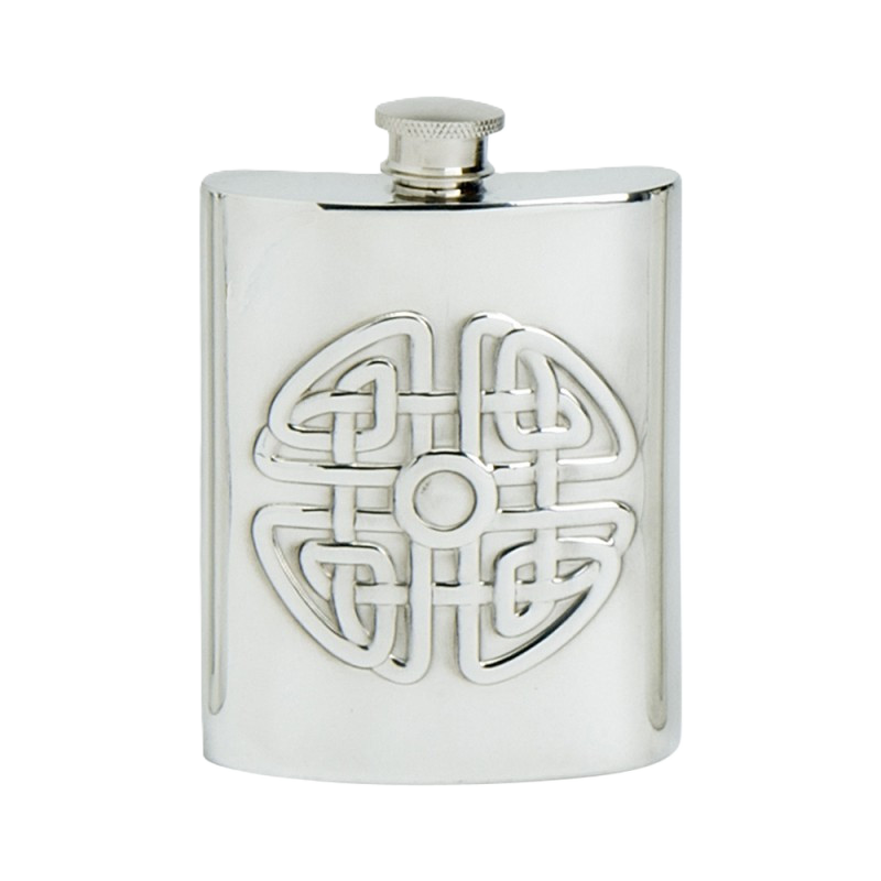 Pewter Hip Flask Celtic Knot, 6 oz