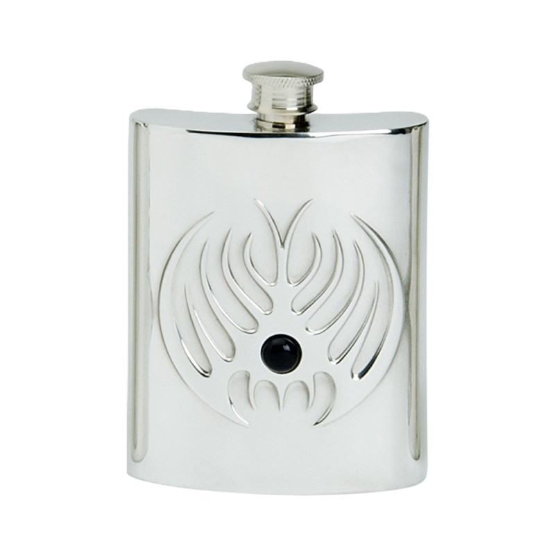 Pewter Hip Flask Onyx Tribal, 6 oz