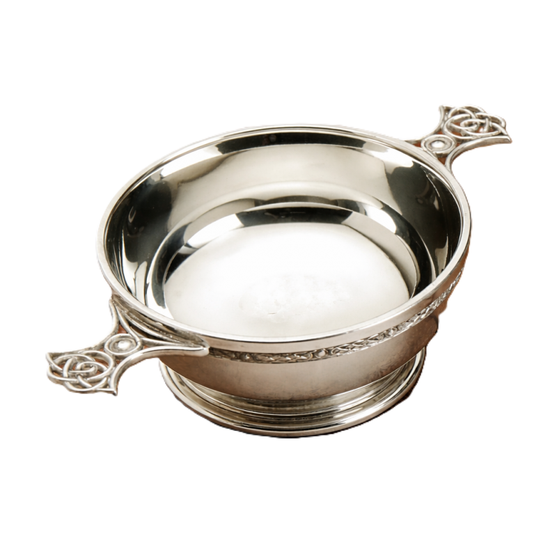 Pewter Quaich Celtic Weave Handle, 4"