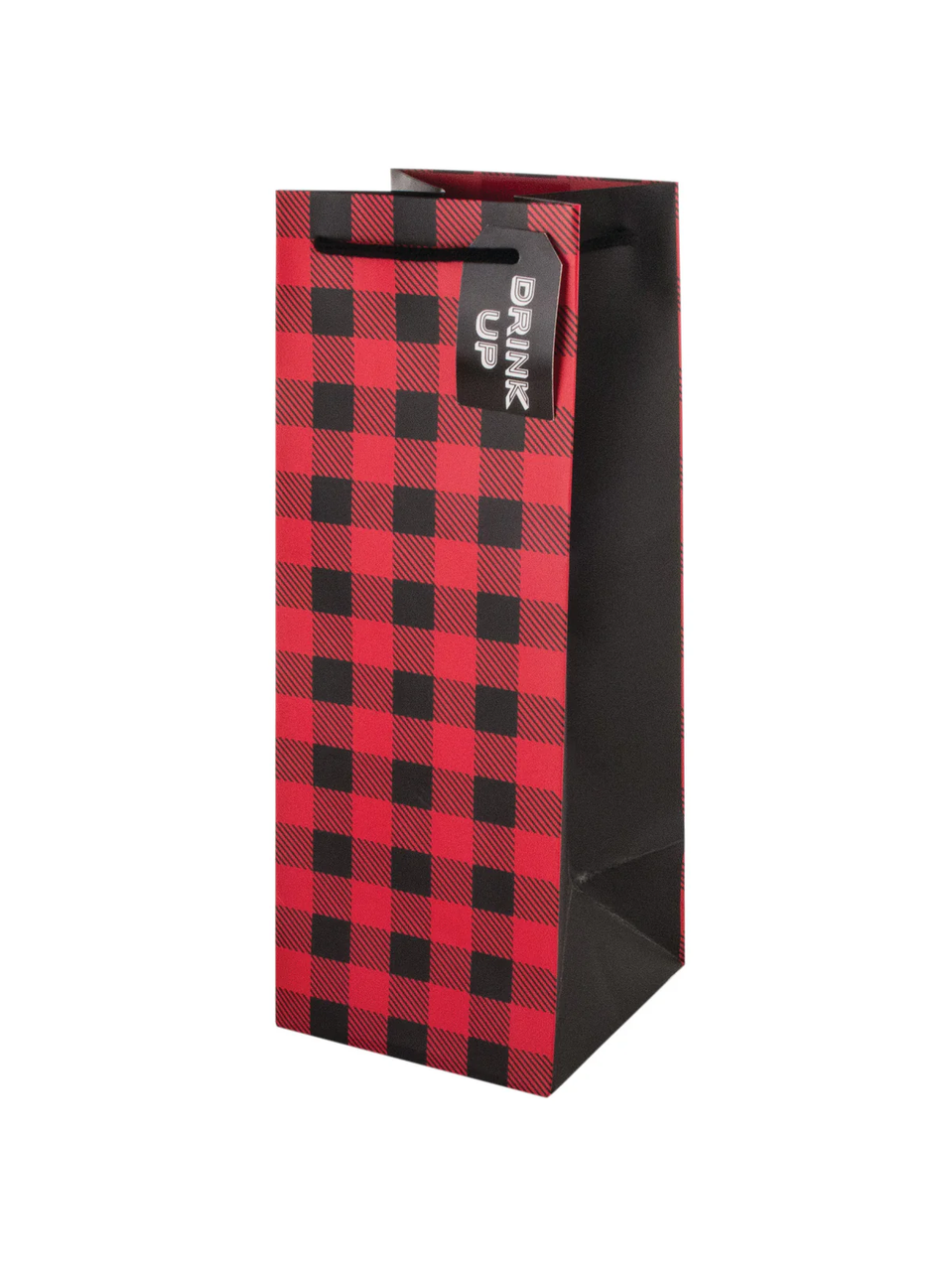 Winter Plaid Large Single Bottle Gift Bag