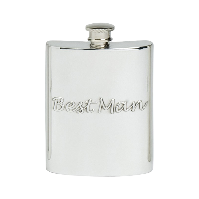 Pewter Hip Flask "Best Man", 6 oz
