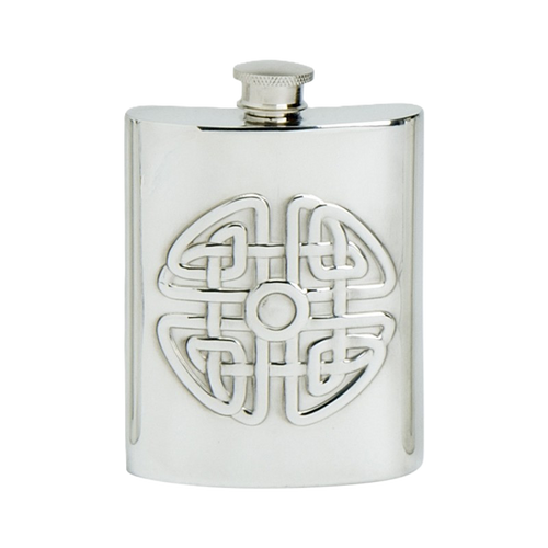 Pewter Hip Flask Celtic Knot, 6 oz