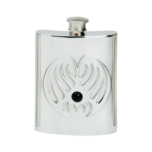 Pewter Hip Flask Onyx Tribal, 6 oz