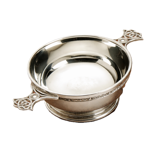 Pewter Quaich Celtic Weave Handle, 4"