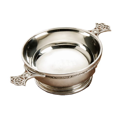 Pewter Quaich Celtic Weave Handle, 2"