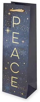 "Peace" Stars & Snowflakes Single Bottle Gift Bag