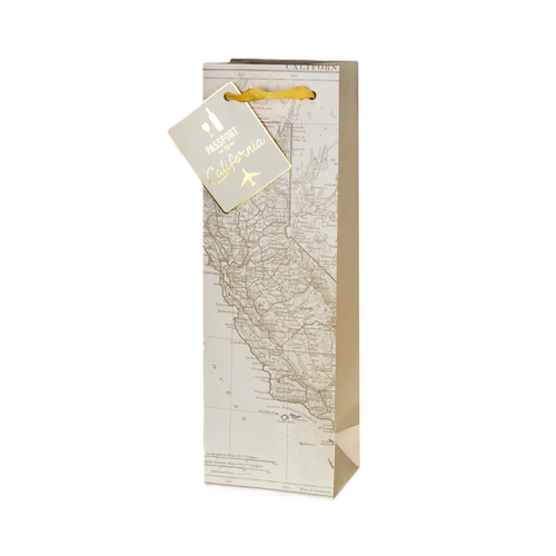 California Map Single Bottle Gift Bag