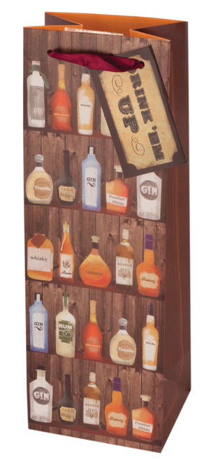 Saloon "Drink 'Em Up" Single Bottle Gift Bag