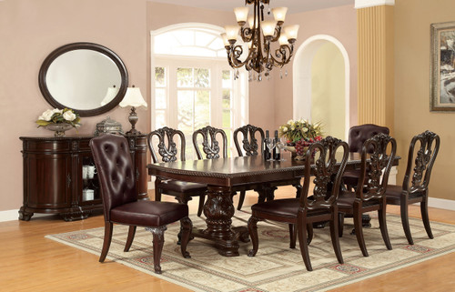 FA3319t - Bellagio Brown Cherry Finish Solid Wood 9 Piece Dining Set