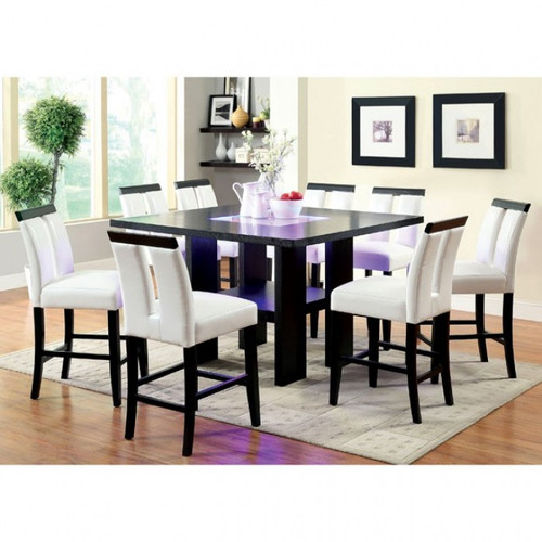 FA3559PT - RAYON BLACK 7 PC COUNTER HT. DINING SET WITH LED LIGHTING 