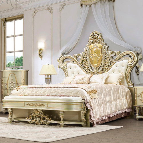 P1 958b - Miyanda Elegant Formal 5 Piece Bedroom Group with Intricate Wood Detail