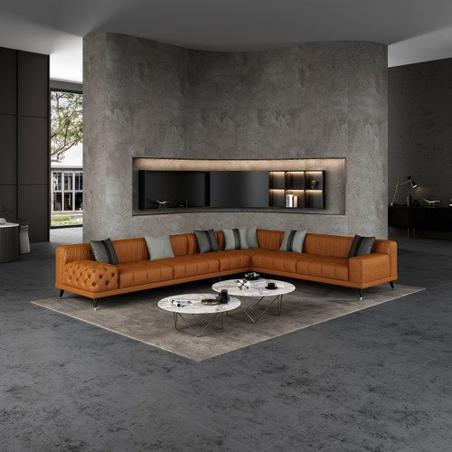 P5 88886 - Ava Italian Leather Modern Modular Sectional