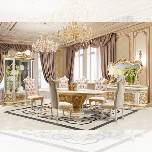 P1 903 - Adwin Formal Elegant 7 Piece Dining Set With Intricate Detail