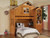 ac10160 - Tree House Rustic Oak Solid Wood Twin Loft Bed with Book Shelf and Drawers