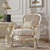 P1 2669 - Pacari Elegant Formal Cove White Chair With Intricate Gold Accents

