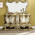 P2BD20001 - Orion Formal Elegant King Bed in Antique Gold & Hand Painted Brown Finish Dresser