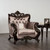 FA65006BR - Ambre Elegant Formal Sofa And Love Seat With Dark Cherry Brown Intricate Wood Trim Chair