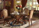 ac60010 - Delmar Cherry Oak Solid Wood and Tapestry Fabric Standard Height 5 Piece Pedestal Dining Set