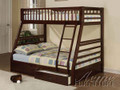 ac02020 - Jazz Espresso or Honey Oak Solid Wood Twin/Full Bunk Bed With Drawers