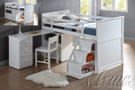 ac19405 - Wyatt White Solid Wood Twin Loft Bed with Student Desk and drawers