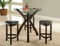 FA3335 - Pensi Espresso Finish Solid Wood/ Padded Leatherette 4 Piece Glass Top Bar Set